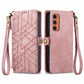Geometric Zipper Wallet Side Buckle Leather Phone Case