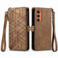 Geometric Zipper Wallet Side Buckle Leather Phone Case