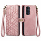 Geometric Zipper Wallet Side Buckle Leather Phone Case