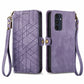 Geometric Zipper Wallet Side Buckle Leather Phone Case