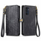 Geometric Zipper Wallet Side Buckle Leather Phone Case