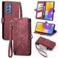 Geometric Zipper Wallet Side Buckle Leather Phone Case