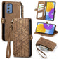 Geometric Zipper Wallet Side Buckle Leather Phone Case