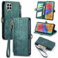 Geometric Zipper Wallet Side Buckle Leather Phone Case