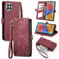 Geometric Zipper Wallet Side Buckle Leather Phone Case