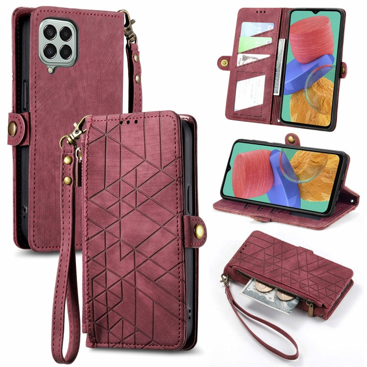 Geometric Zipper Wallet Side Buckle Leather Phone Case