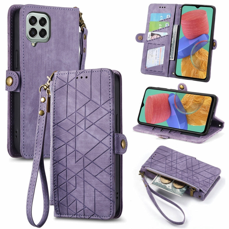 Geometric Zipper Wallet Side Buckle Leather Phone Case