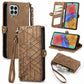 Geometric Zipper Wallet Side Buckle Leather Phone Case