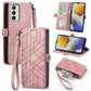 Geometric Zipper Wallet Side Buckle Leather Phone Case