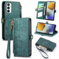 Geometric Zipper Wallet Side Buckle Leather Phone Case