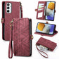 Geometric Zipper Wallet Side Buckle Leather Phone Case