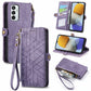Geometric Zipper Wallet Side Buckle Leather Phone Case