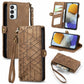 Geometric Zipper Wallet Side Buckle Leather Phone Case