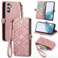Geometric Zipper Wallet Side Buckle Leather Phone Case