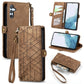 Geometric Zipper Wallet Side Buckle Leather Phone Case