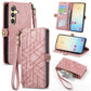 Geometric Zipper Wallet Side Buckle Leather Phone Case