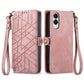Geometric Zipper Wallet Side Buckle Leather Phone Case