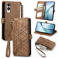 Geometric Zipper Wallet Side Buckle Leather Phone Case
