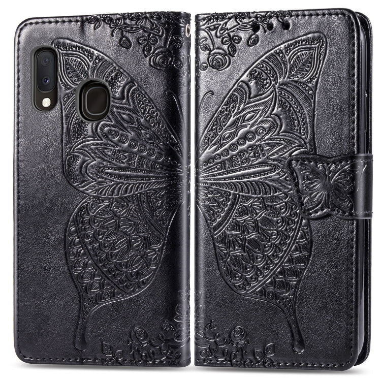 Butterfly Love Flowers Embossing Horizontal Flip Leather Case For Samsung A20 E with Holder & Card Slots & Wallet & Lanyard