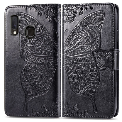 Butterfly Love Flowers Embossing Horizontal Flip Leather Case For Samsung A20 E with Holder & Card Slots & Wallet & Lanyard