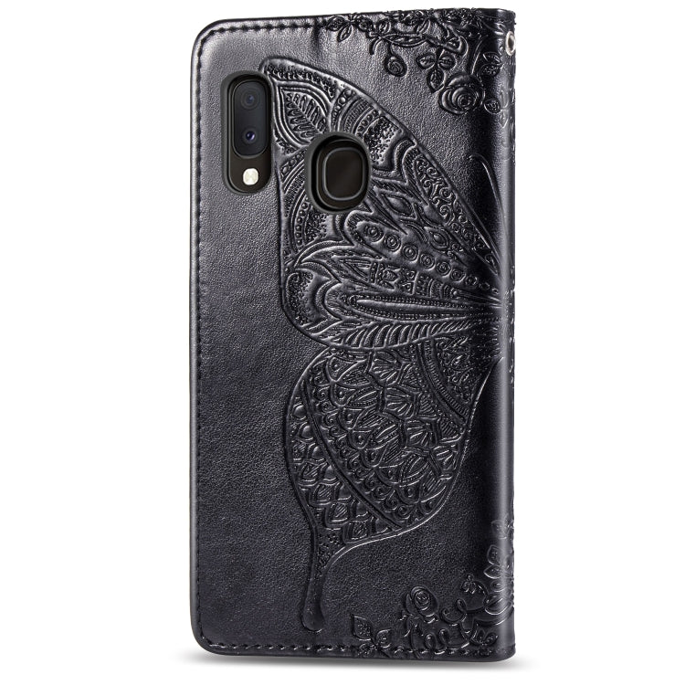 Butterfly Love Flowers Embossing Horizontal Flip Leather Case For Samsung A20 E with Holder & Card Slots & Wallet & Lanyard