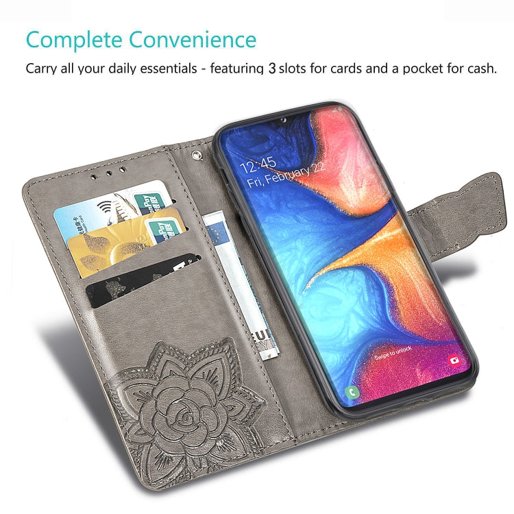 Butterfly Love Flowers Embossing Horizontal Flip Leather Case For Samsung A20 E with Holder & Card Slots & Wallet & Lanyard