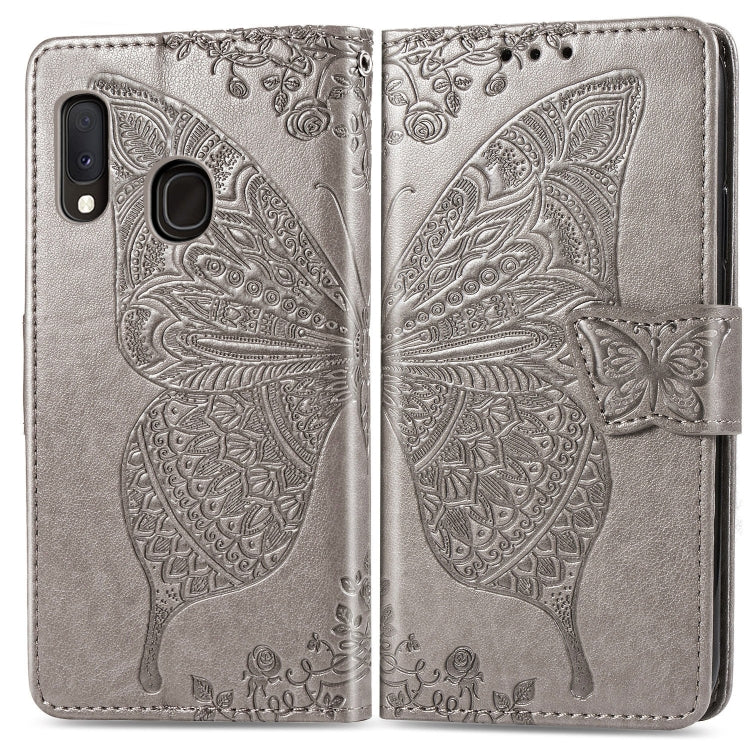 Butterfly Love Flowers Embossing Horizontal Flip Leather Case For Samsung A20 E with Holder & Card Slots & Wallet & Lanyard