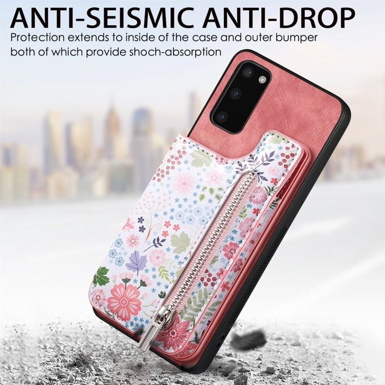 Retro Painted Zipper Wallet Back Phone Case