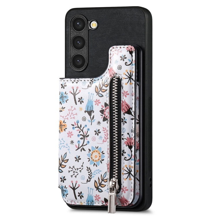 Retro Painted Zipper Wallet Back Phone Case
