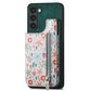 Retro Painted Zipper Wallet Back Phone Case