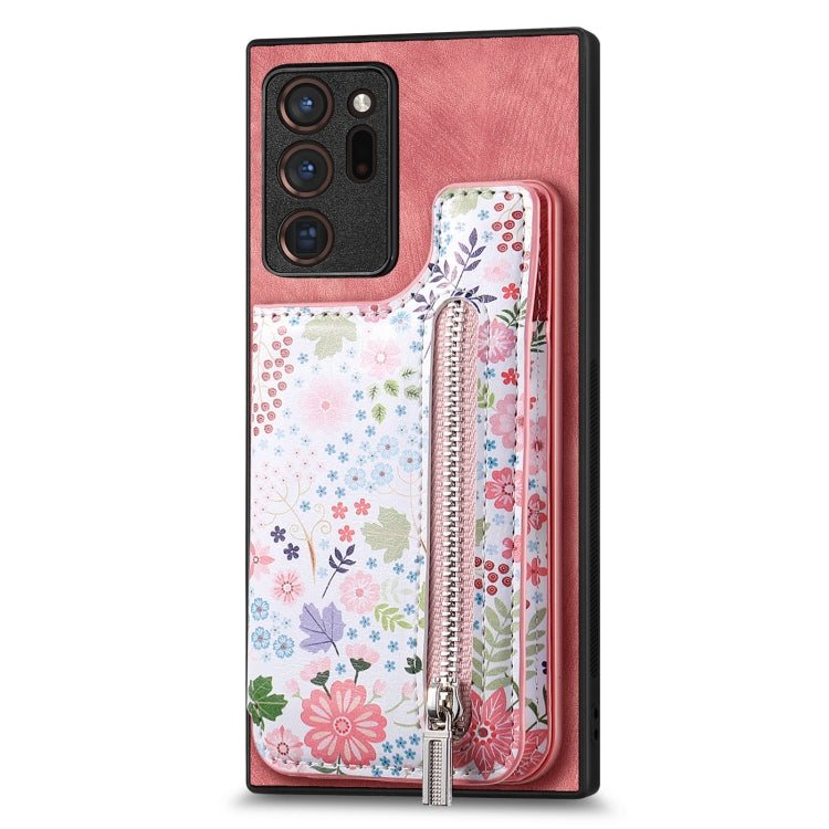 Retro Painted Zipper Wallet Back Phone Case