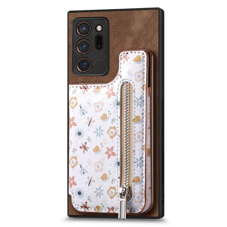 Retro Painted Zipper Wallet Back Phone Case