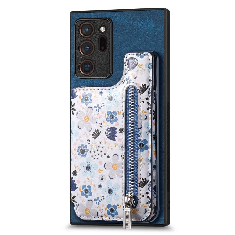 Retro Painted Zipper Wallet Back Phone Case