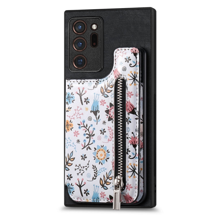 Retro Painted Zipper Wallet Back Phone Case