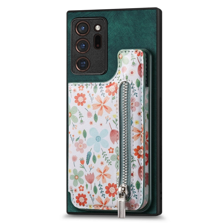 Retro Painted Zipper Wallet Back Phone Case