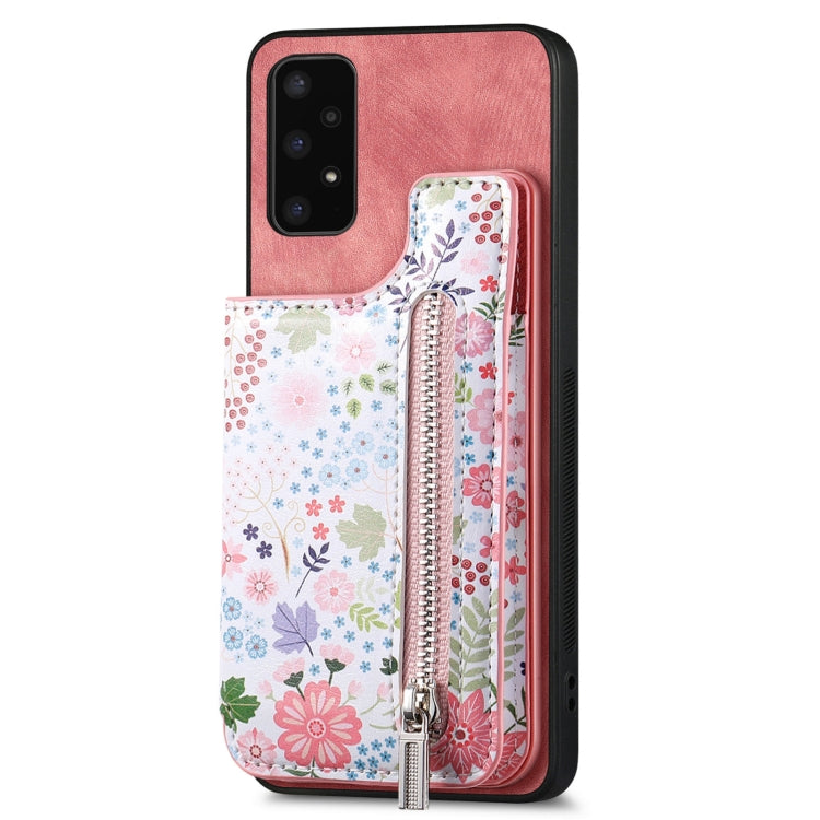 Retro Painted Zipper Wallet Back Phone Case