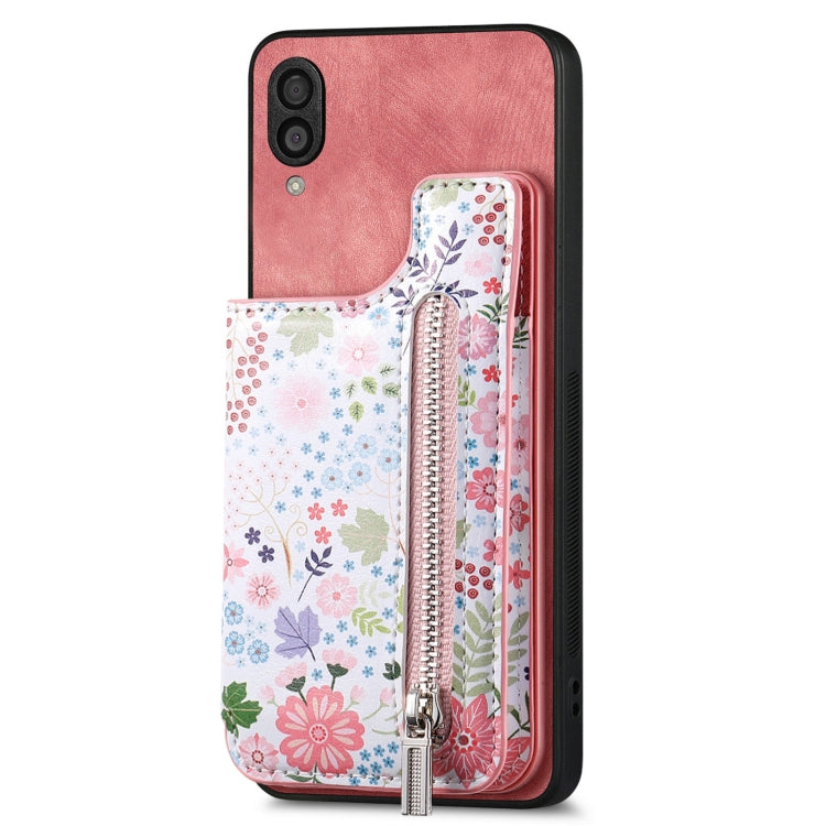 Retro Painted Zipper Wallet Back Phone Case