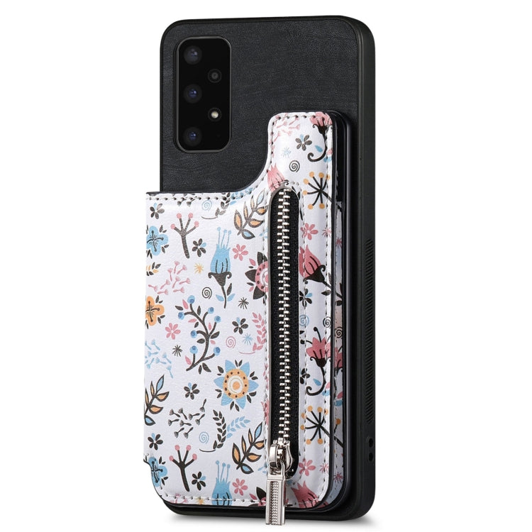 Retro Painted Zipper Wallet Back Phone Case