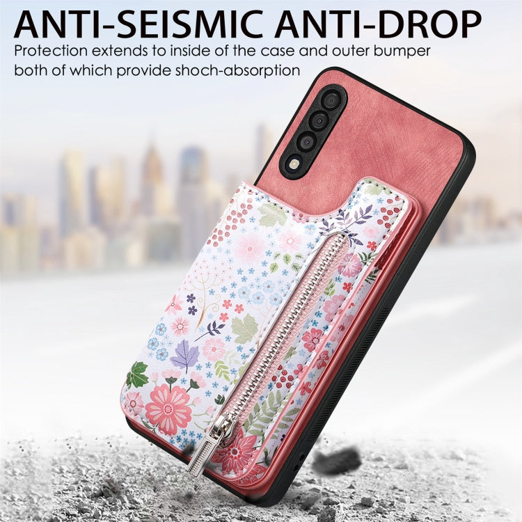 Retro Painted Zipper Wallet Back Phone Case