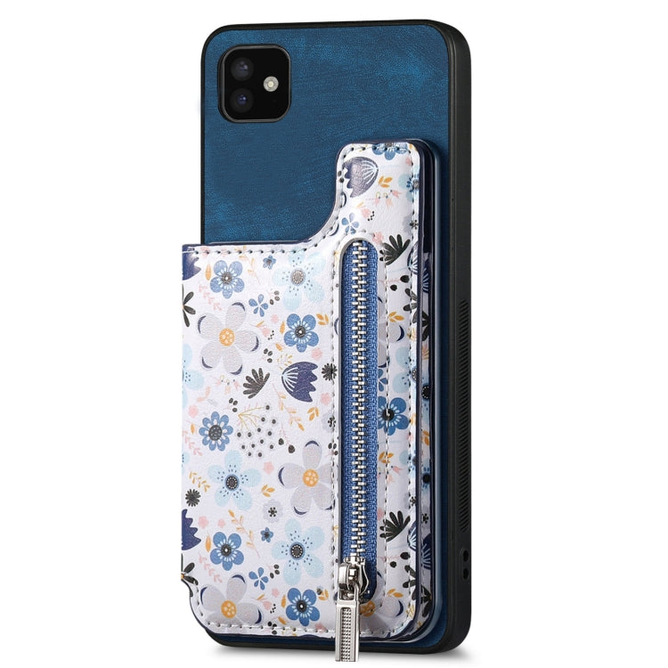 Retro Painted Zipper Wallet Back Phone Case