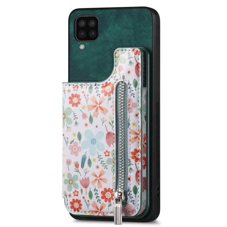 Retro Painted Zipper Wallet Back Phone Case