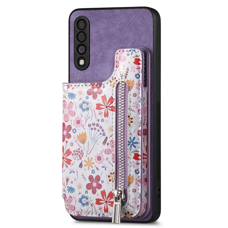 Retro Painted Zipper Wallet Back Phone Case