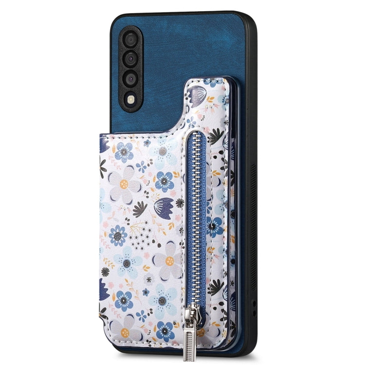 Retro Painted Zipper Wallet Back Phone Case