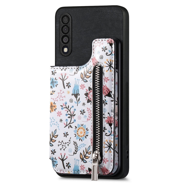 Retro Painted Zipper Wallet Back Phone Case