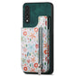 Retro Painted Zipper Wallet Back Phone Case