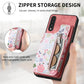 Retro Painted Zipper Wallet Back Phone Case