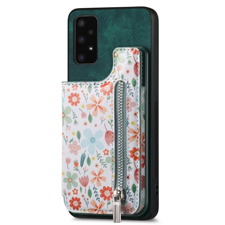 Retro Painted Zipper Wallet Back Phone Case