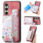 Retro Painted Zipper Wallet Back Phone Case