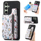 Retro Painted Zipper Wallet Back Phone Case