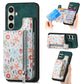 Retro Painted Zipper Wallet Back Phone Case